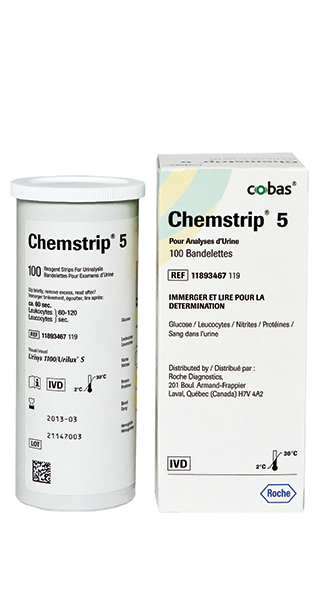 Bandelette d'analyse urinaire Chemstrip, Pharmacie